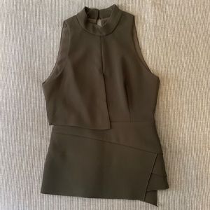 C/MEO Collective Asymmetrical Blouse - Size S - Dark Green - New Without…